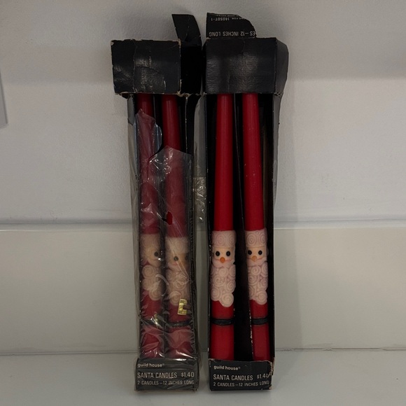 NOS VINTAGE 60s/70s Red Santa Taper Candles Set of 4, Vintage Christmas Decor - Picture 2 of 2